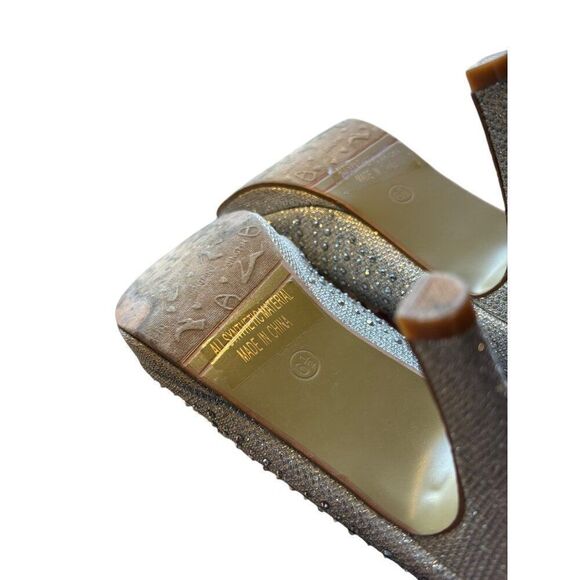 Elegant Silver Rhinestone High Heels Womens Size 6.5 midheel - Picture 6 of 10